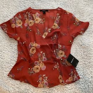 Floral Rust Gold Shirt from Forever 21